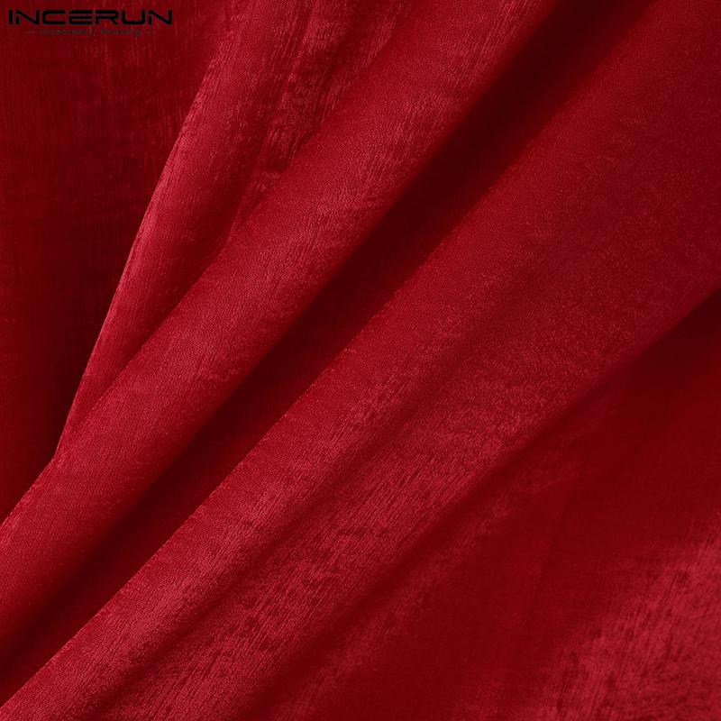 INCERUN Men Lapel Long Sleeve Satin Patchwork Blazer Glitter Thin Coats