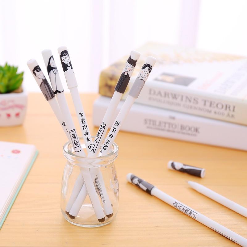 Text kreativní osobnosti Jednoduchý znak gelového pera Jehla plné černé neutrální pero 4ks