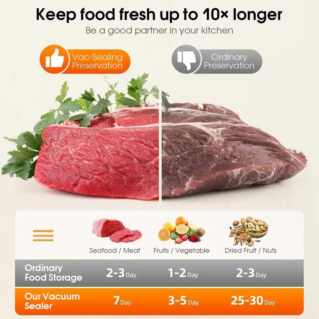 220V EU Plug Food Vacuum Sealer Packaging Machine with Free 10pcs Vacuum Bags Household Kitchen Food Vacuum Sealing