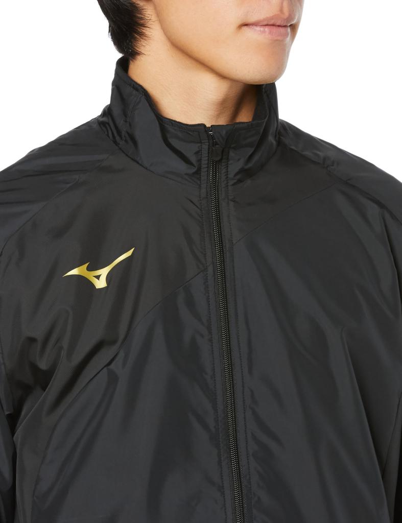 Mizuno 32MEA631 Breath Thermo Lined Warmer and Training Size M MC-LINE Jacket, Moisture-Wicking Heat-Generating Wear, Black/Gold,