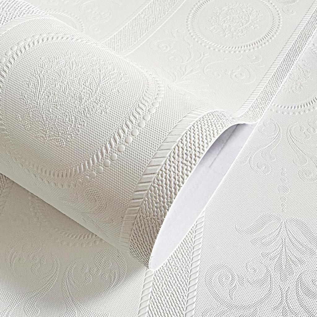 3D Green Embossed Peel and Stick Wallpaper Damask Textured Self Adhesive Wallpaper Modern Floral  Contact Paper for Living Room