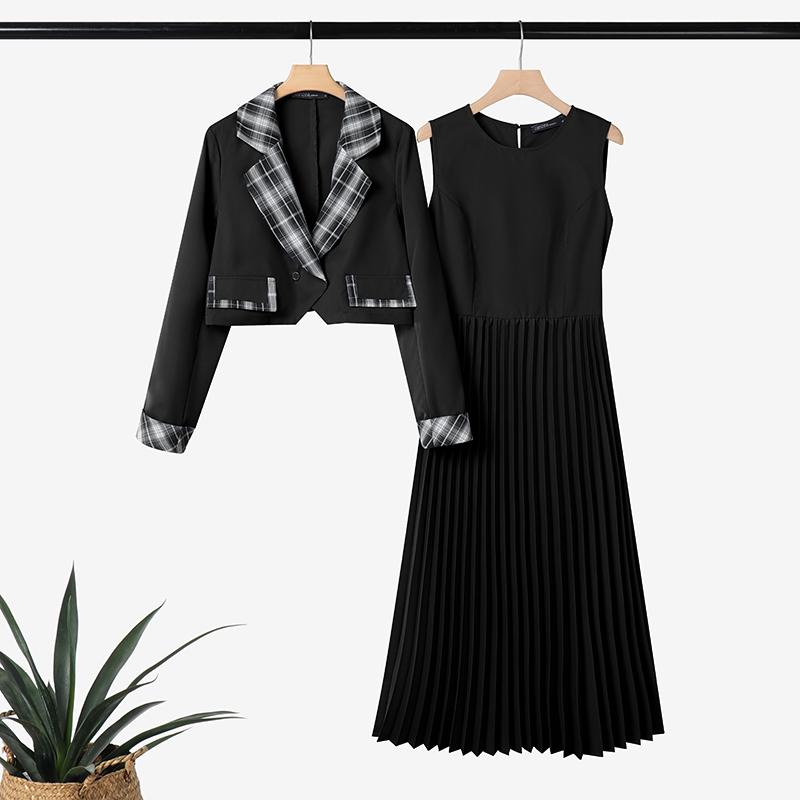 ZANZEA Women Long Sleeve Cardigan Blazer and Dress Summer Two Piece Suit Sets