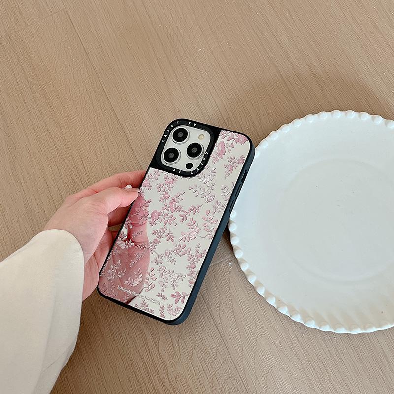 

Ретро Цветочный Чехол для Телефона для iPhone 15 Pro Max/14 Pro/13/12/11 - Трендовый Зеркальный Дизайн iPhone 14 Pro Max