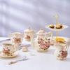 Vintage Rose Ceramic Teapot 800ml, Floral Teapot with Gold Leaf Rim for Loose Tea, Ivory Elegant Tea Pot, Gift for Tea Lovers