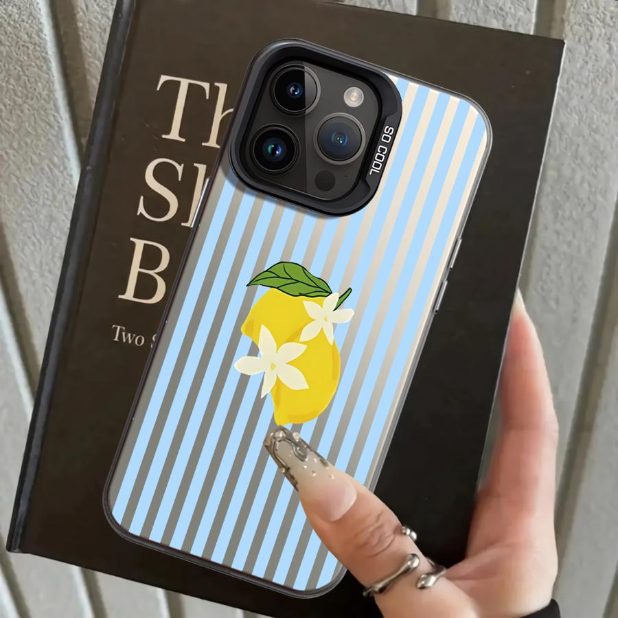 Lemon Cool Stripe Pattern Back Phone Cover Case for iPhone 17 Pro Max XS 15 Plus 14 16 13 Pro Air XR 11 12