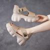 2026 Summer Genuine Leather Shoes Women Platform Sandals Thick Sole Fashion Brand Ladies High Heels Sandals