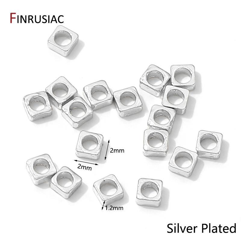

14K Gold Plated Brass 2/2.5/3/4mm Flat Square Spacer Beads,Separator For Beads,DIY Bracelet Necklace Jewelry Making Accessories 30 pieces