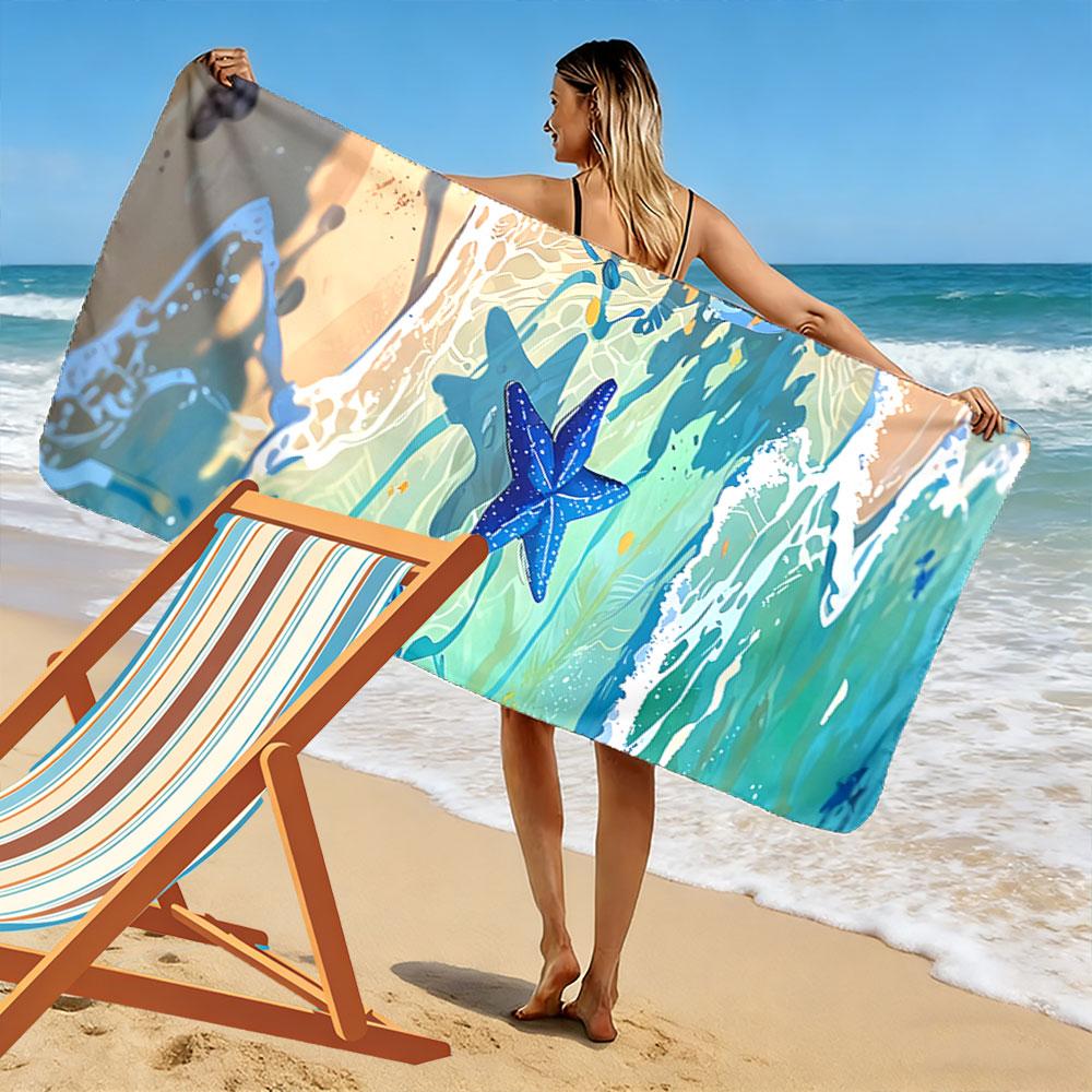 Starfish on Ocean Beach Towel Beach Towel Quick-drying for Travel Outdoor Sports Jogging Beach and Swimming