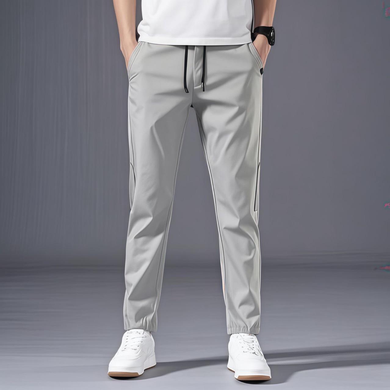 

Men s Loose-Fit Summer Casual Pants: Trendy Drawstring Waist Straight Leg for Business & Sports XL [62.5-72.5 kg]