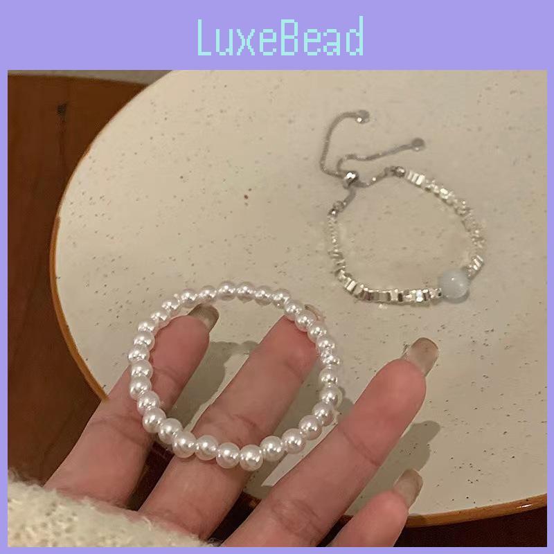 Trendy Summer 2024 Silver Pearl Bracelet Stylish Geometric Design For Women