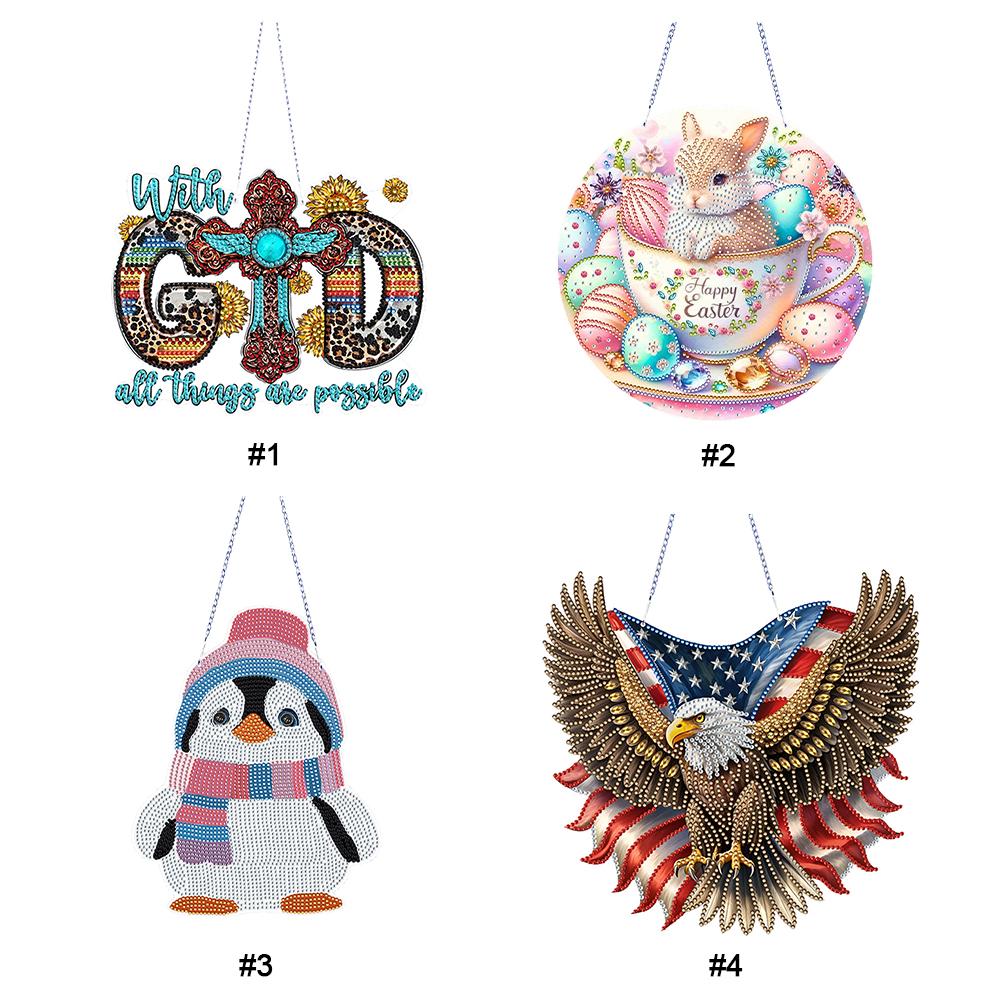 Pinguin 5D DIY Diamantmalerei Punkte Anhänger Diamantmalerei Ornamente Diamantmalerei Hängeanhänger für Garten Fenster Dekoration