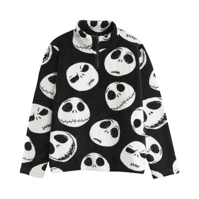 Koszmar przed Bożym Narodzeniem Unisex Sweter dla dorosłych z zamkiem kwartowym i nadrukiem twarzy