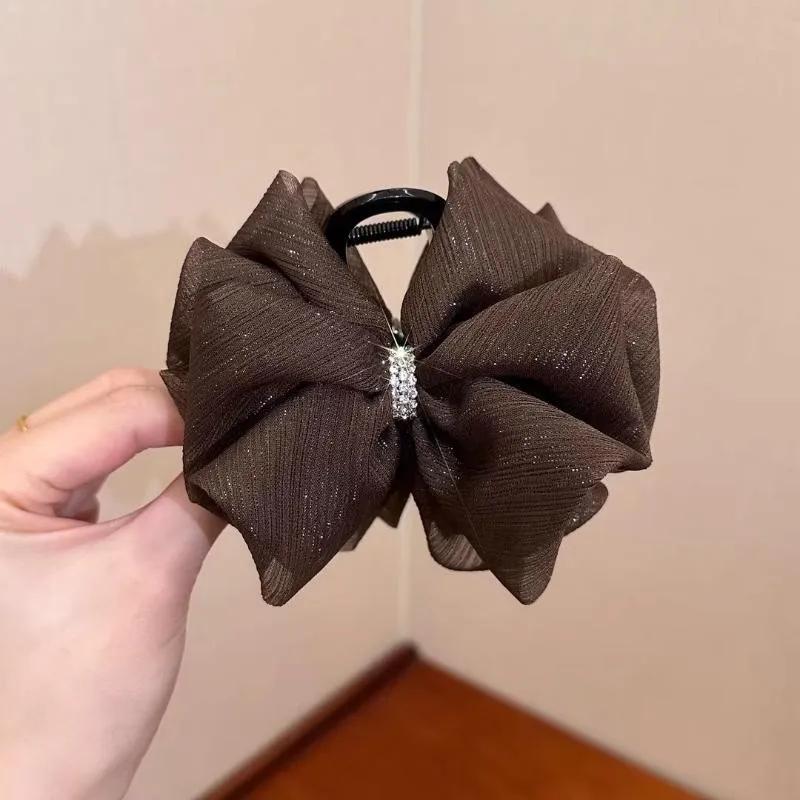 

Элегантный темперамент сетка стразы бант заколка для волос для женщин затылок заколка-акула модная девушка хвост зажим для волос Plastic