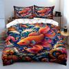 Colorful Fish Art Trio Decor 3Pc Multiple Sizes Kid'S And Adults' Bedroom Exquisite 3Pc Bedding Set, Gift
