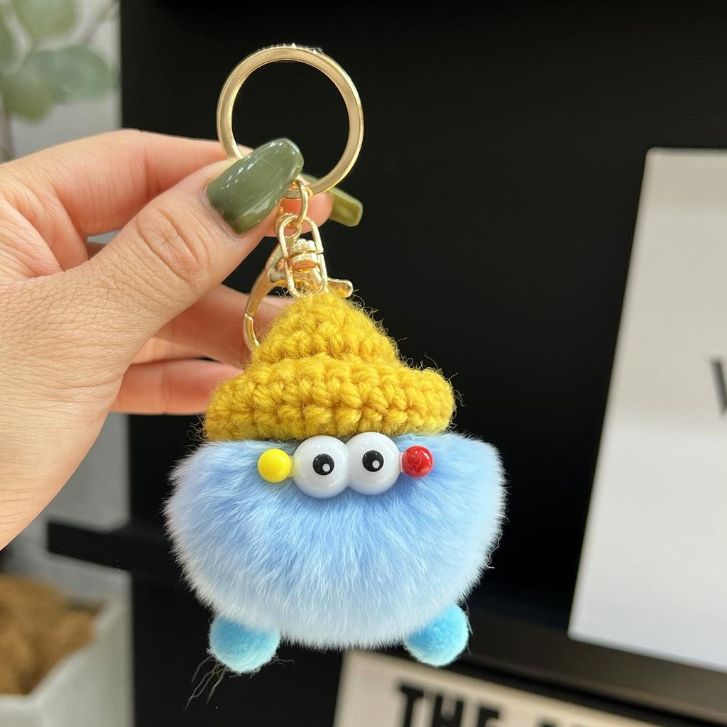 Small Coal Balls Korean Ins Internet Celebrity Rex Rabbit Hairball Cute Elf Schoolbag Pendant Car Keychain Mobile Phone Pendant