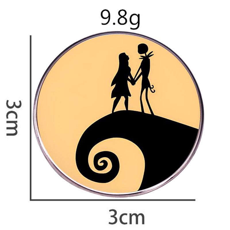 Jack and Sally Brooch Pin - The Nightmare Before Christmas Metal Alloy Emblem