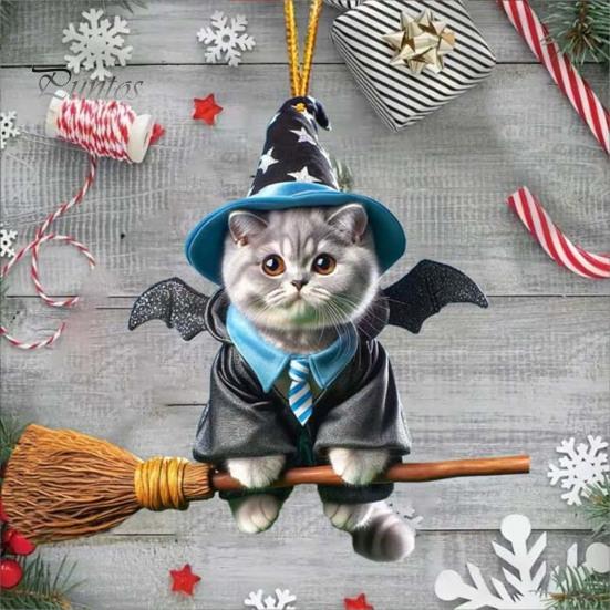 Cat-Shaped Pendant Car Hanging Decoration with Lanyard Easy To Hang Non-Fading Auto Rearview Mirror Hanging Ornament