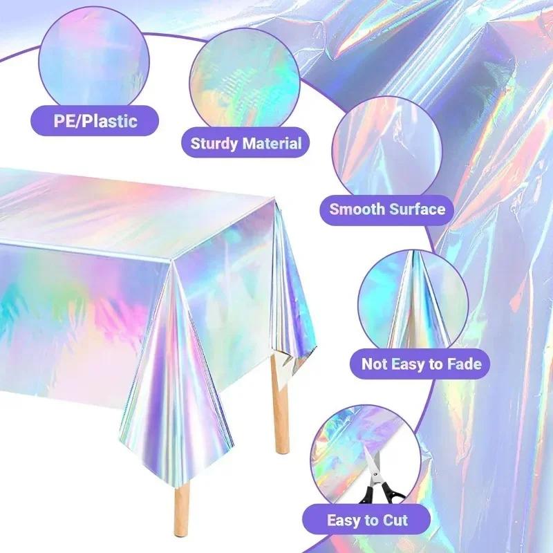 1PC Disposable laser tablecloth oilproof waterproof aluminum film tablecloth birthday wedding party holiday supplies decoration