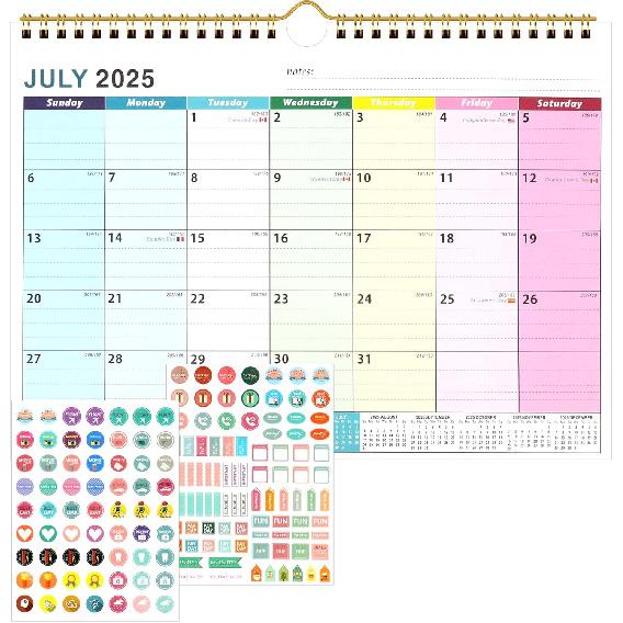 Meetory Desk Calendar 2025-2026, 11.81  x 8.46  18-Month School Year Desk/Wall Calendar From 2025 JuLY- 2026 Dec, Seasonal Desktop Calendar for Home, Colorful