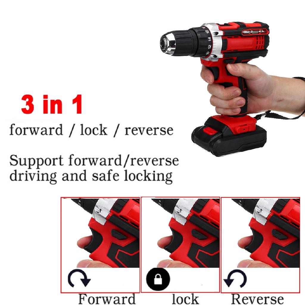 Rechargeable Electric Drill 48v 13000mah Cordless Screwdriver 2 Speed Driver 3 In 1 With 2 Li-ion Battery 220V/110v