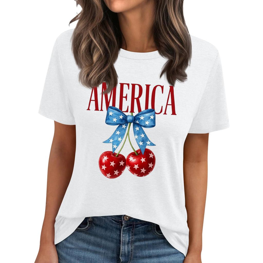 Top Tricou cu Mânecă Scurtă Imprimat cu Gât Rotund pentru Femei