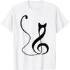 Music Note Inspired Cat Minimalist Music Lover Design T-Shirt(1)