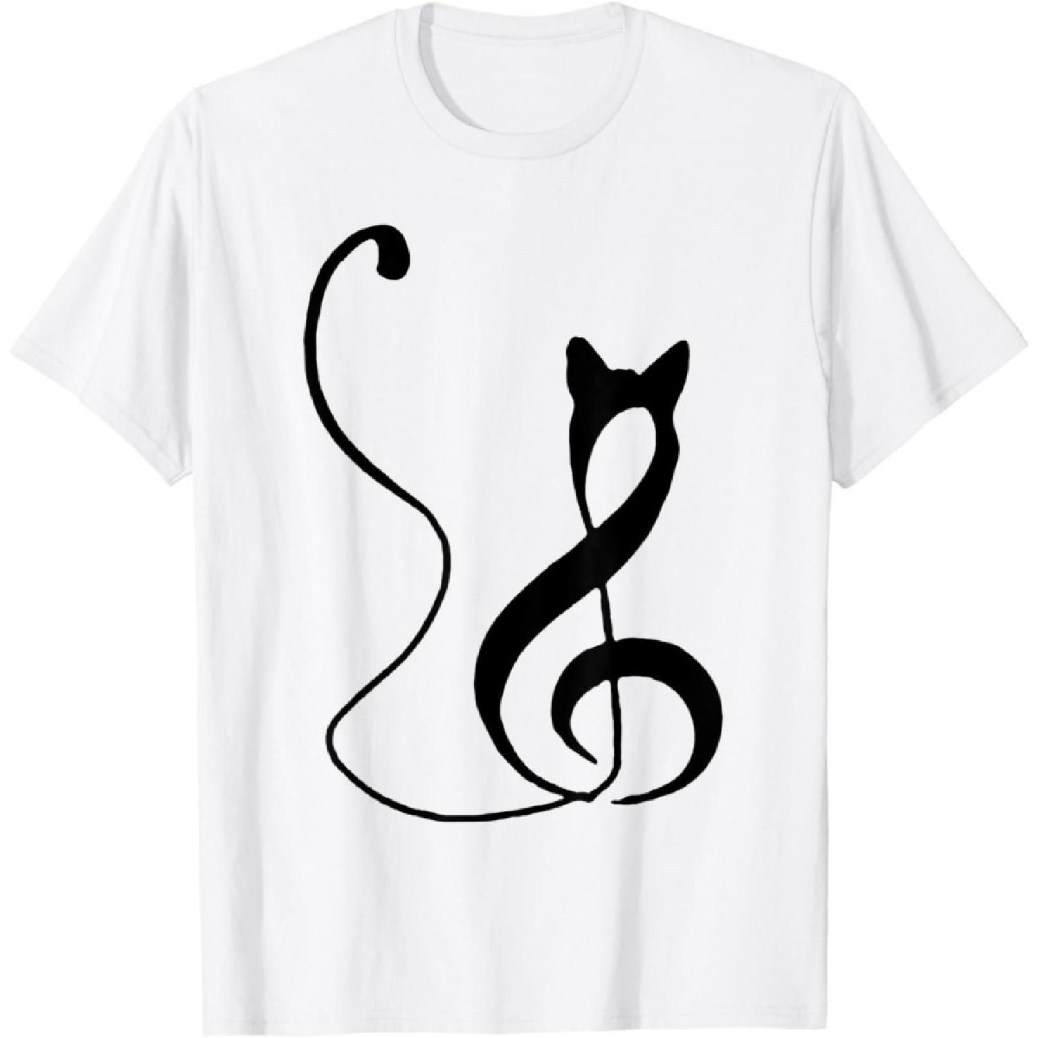 

Music Note Inspired Cat Minimalist Music Lover Design T-Shirt(1) XXXXXL білий