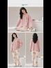 Women's Cartoon Long-Sleeve Pajamas with Chest Pads - Lightweight Home Loungewear for Autumn and Spring