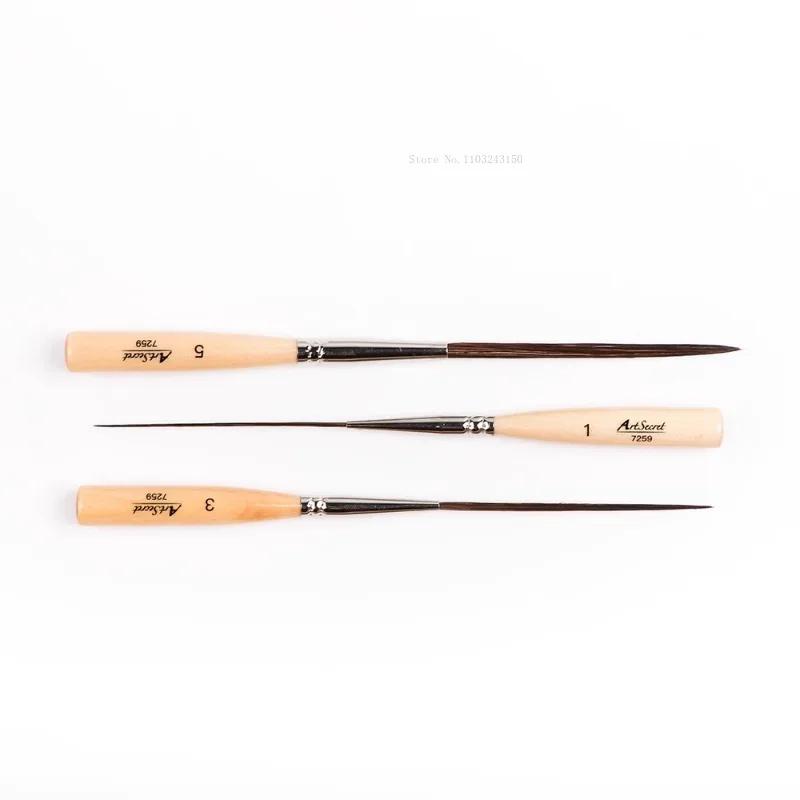 3pcs/set Long Hair Drawing Pen Art Supplies Artist's Painted Oil/Watercolor Painting Fill Corner Edge Creation Paint Brushes