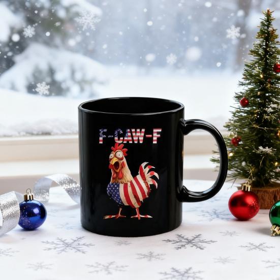 Funny Coffee Mug F-Caw-F Chicken Mug Ceramic 350ml Hot Cold Drinking Cup Dishwasher Safe Novelty Gift