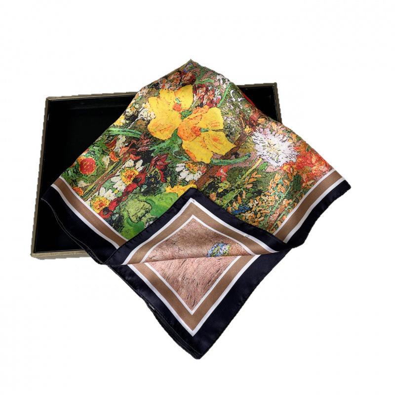 70Cm Silk Scarf Neck Small Square Scarf Women'S Spring And Summer Temperament Versatile Silk Scarf High-End Fashion Thin Scarf