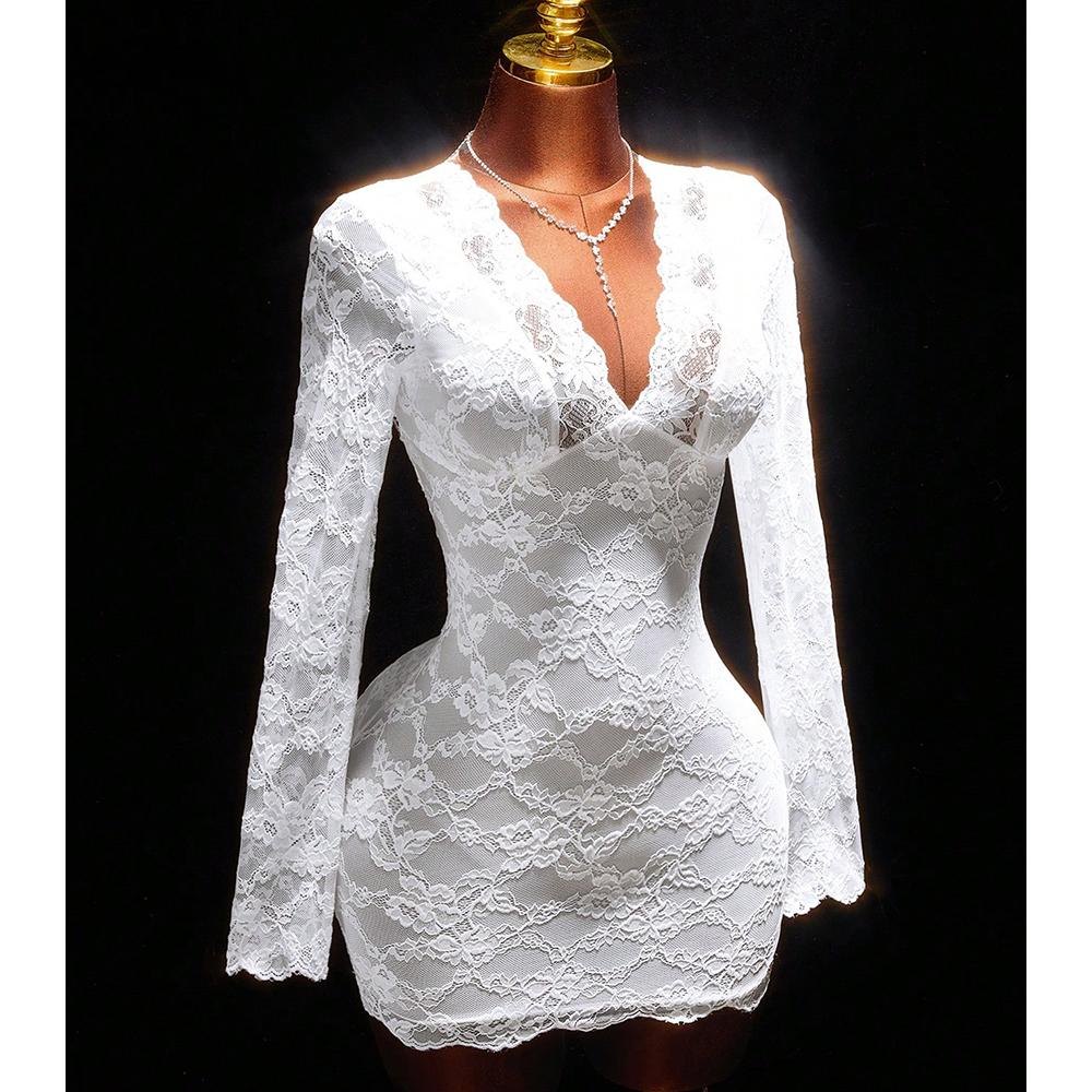 

2026 New Style Sexy and Elegant Lace Deep-V Shaping A-line Skirt Dress for Women S