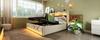 Upholstered Double Bed 140*190, Headboard USB & Type C Port, 360 Surround LED Around Head & Foot, Hydraulic Storage, Beige, Linen(without Mattress)