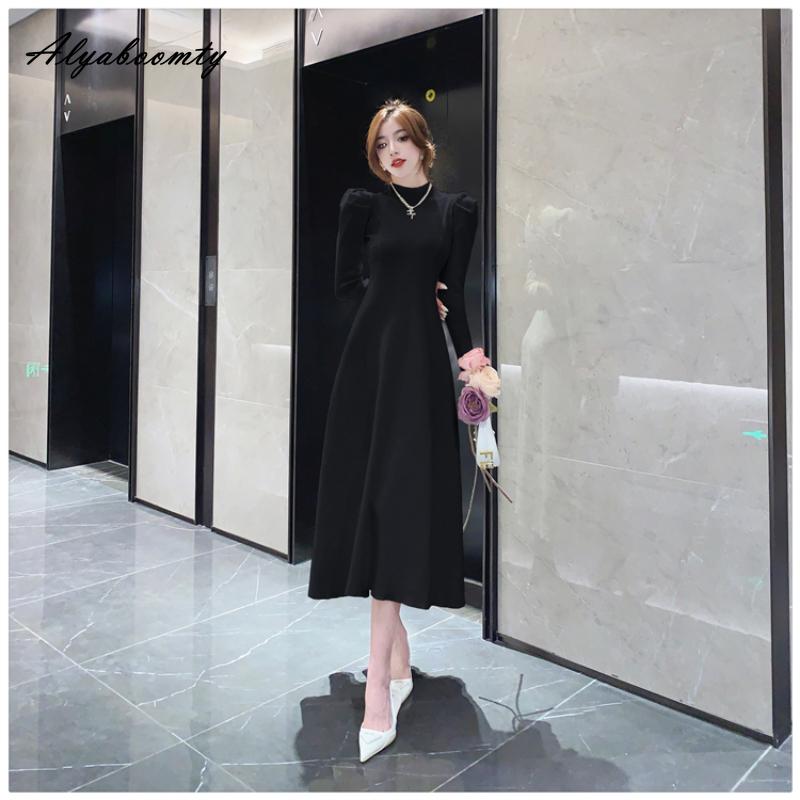 Francuski styl jesienno-zimowa damska sweter Midi sukienka pół kołnierzyk czarna szara morelowa kawa sukienka dziergana elegancka kobieca sukienka z dzianiny