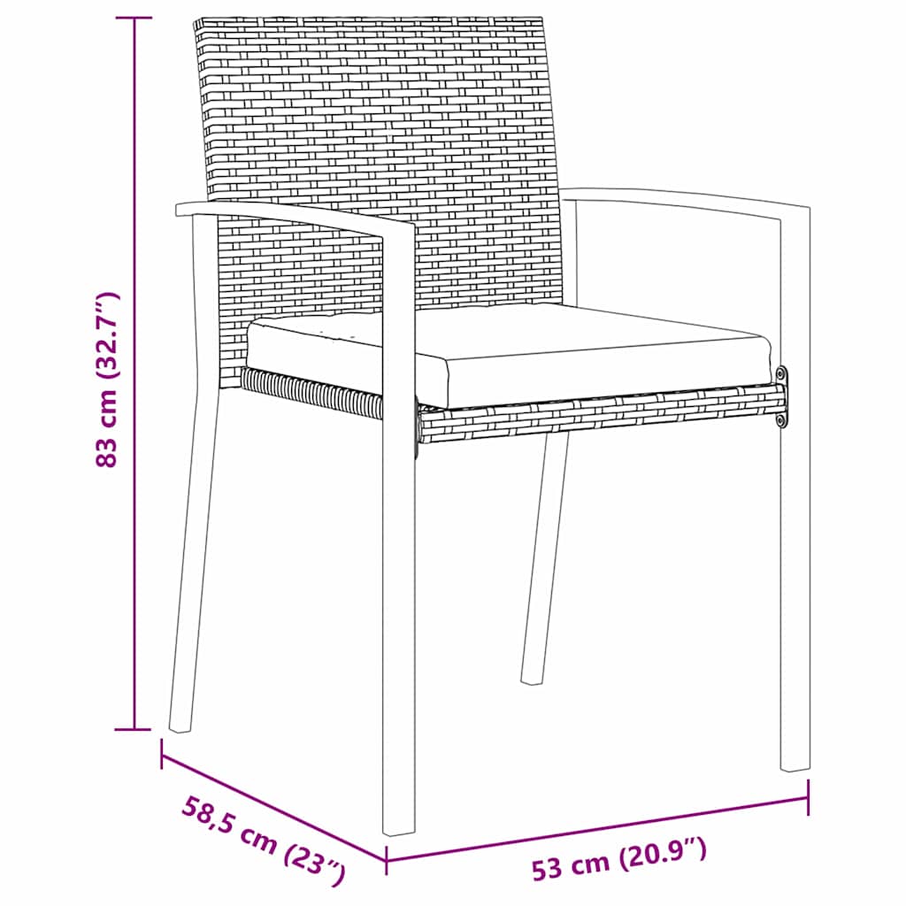 Garden Dining Set 9 pcs Gray Powder Coated Steel