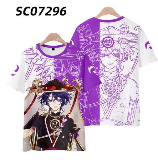 Genshin Impact Kuki Shinobu T-shirt men's and women's cosplay clothes 3D printed top