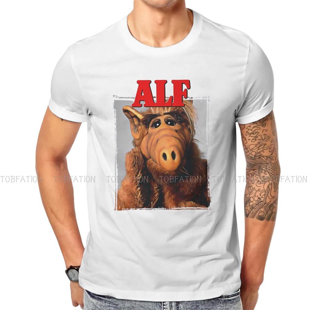Red Newest Tshirts Alf The Animated Series Male Graphic Fabric Streetwear T Shirt Round Neck Oversized