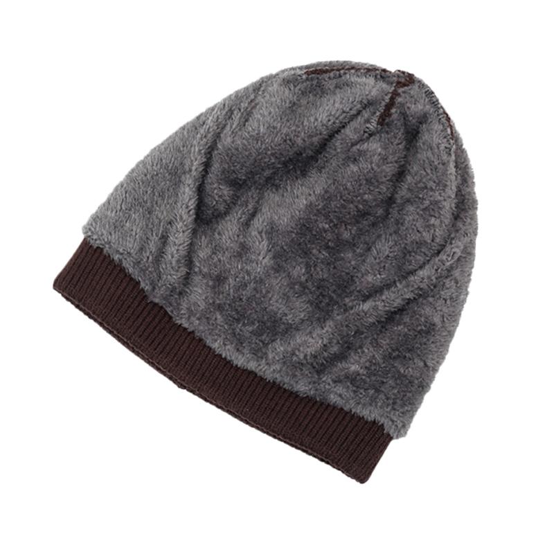 Winter Knitted Hat Men Warm Coldproof Wool Hat Cycling Fleece Thick Cotton Hat