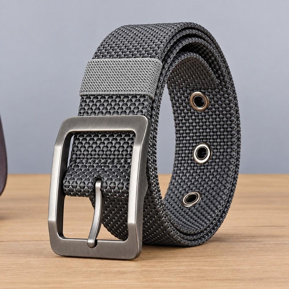 3.8cm Wide Woven Fabric Belt 120cm Length Casual Trouser Belt  For Jeans Trousers