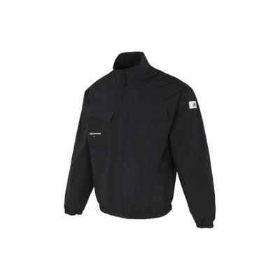 Solid Color Logo Stand Collar Long Sleeve Jacket Men Jackets Black IP4987