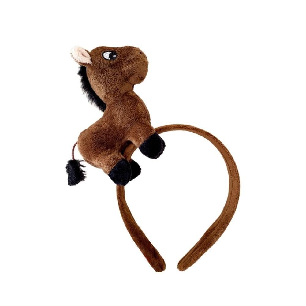 

Mascot Horse Headband Cartoon 2026 New Year Headband Funny Plush Hair Hoop Masquerade Party кофейный