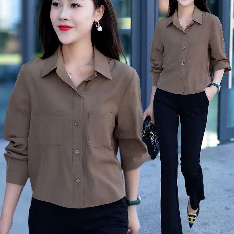 

Women s Fashion Slim-Fit Long Sleeve Blouse - Early Autumn 2024 XL чорний