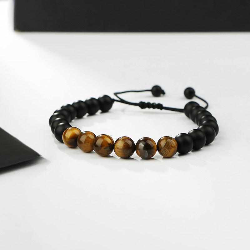 Milestone Birthday Gift: Tiger Eye & Frosted Stone Woven Bracelet