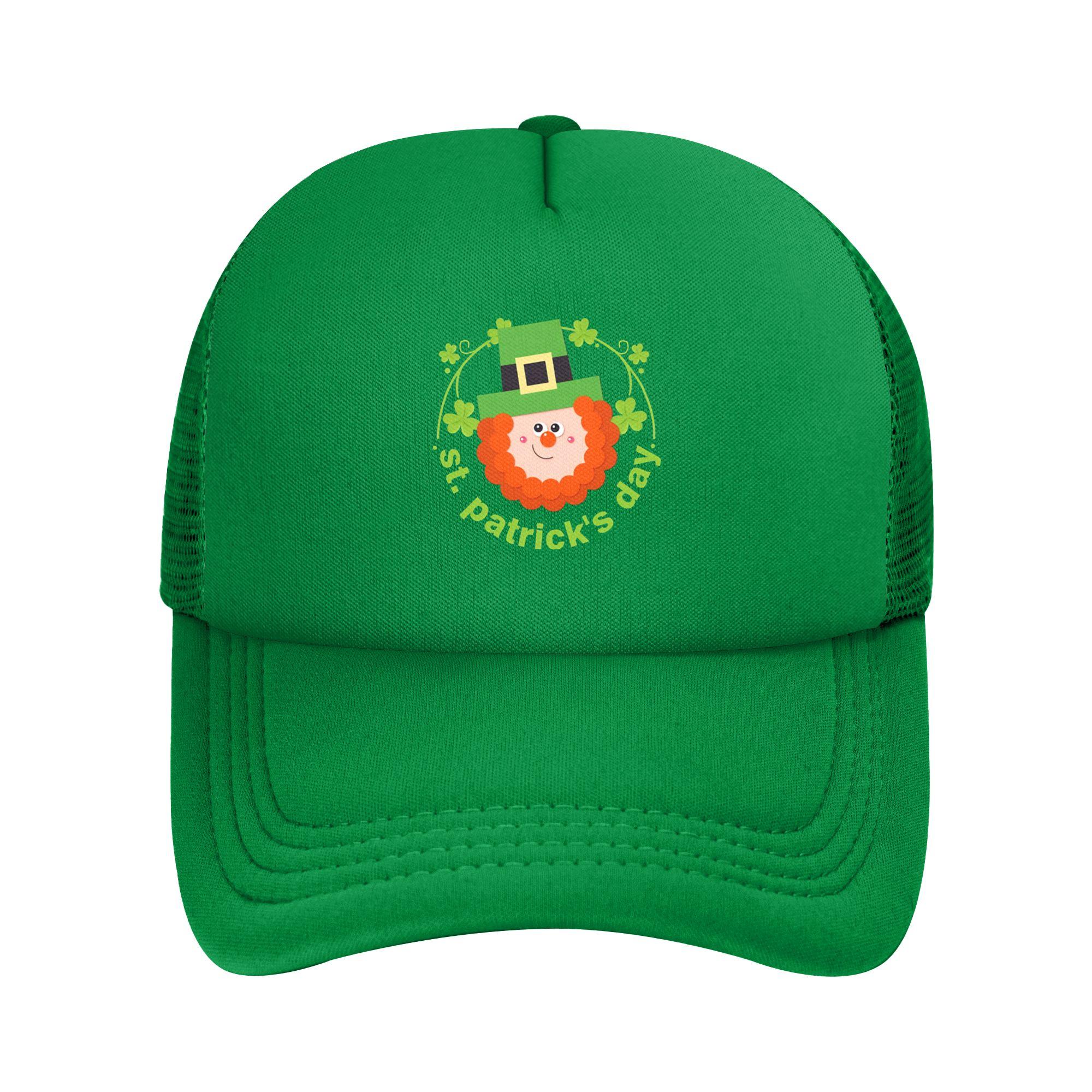 

Happy ST PATRICKS DAY Mesh Foam Trucker Hat Fashion Unisex Breathable Meshback Sun Caps Adjustbale For Casual Headwear One Size