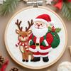 Christmas Cross Stitch Kit for Beginners Embroidery DIY Material Package with Hoops Colored Threads