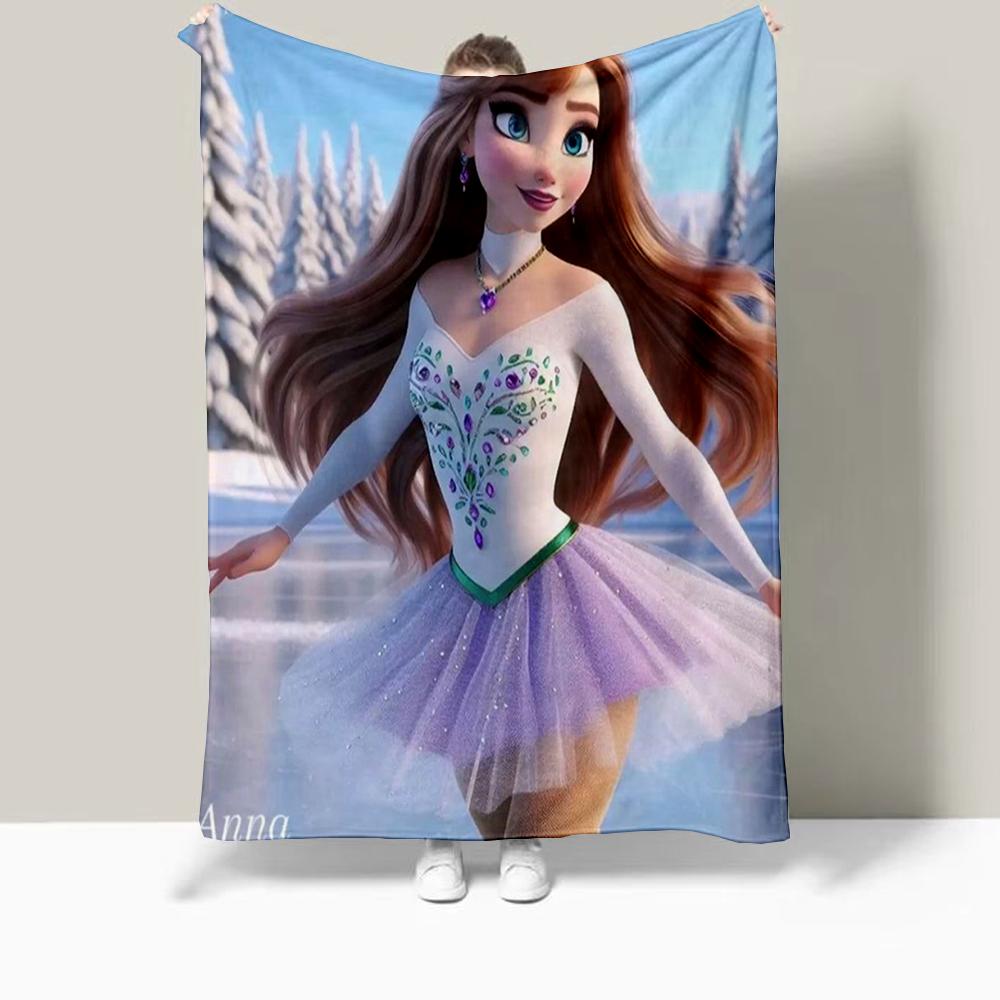 Frozen Elsa Cartoon Printed Blanket Oversized Bedding Sofa Soft Travel Warm Flannel Bedroom Blanket Children Girls Gift