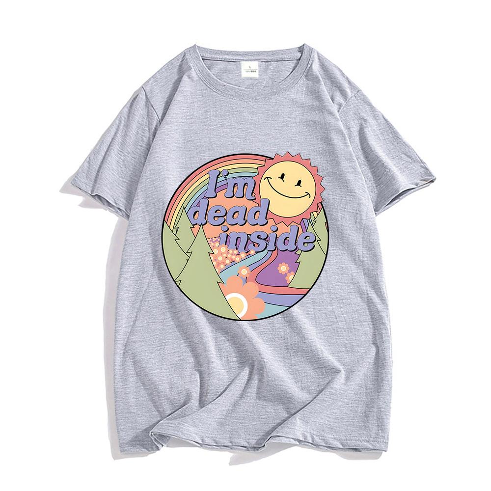 Ich bin innerlich tot Delfin-Shirts Sonnen-Grafik T-Shirt 100% Baumwoll-Tees Unisex/ Unisex Casual T-Shirt Sommermode Kurzarm-T-Shirt Unisex