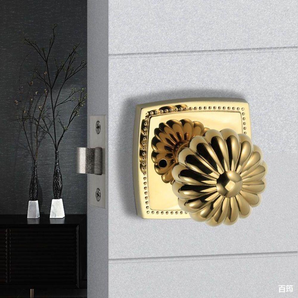 Zinc Alloy Invisible Door Lock Brass Magnetic Pumpkin Silent Lock Single Tongue Pumpkin Shape Double-sided Lock Bedroom