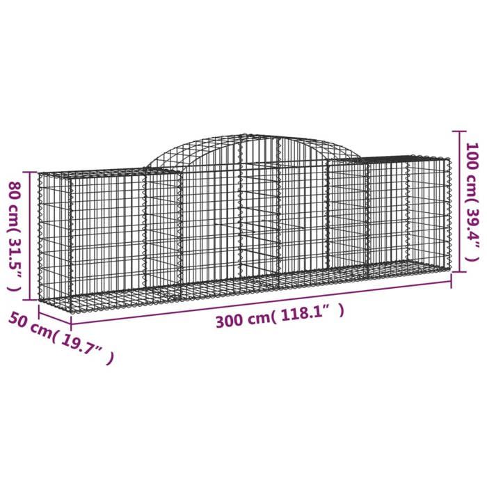 VidaXL Curved Gabion Baskets 17 Pcs 300x50x80/100 Cm Galvanized Iron, Gabion, Gabion Cage, Gabion Wall Basket, Wall 3146696