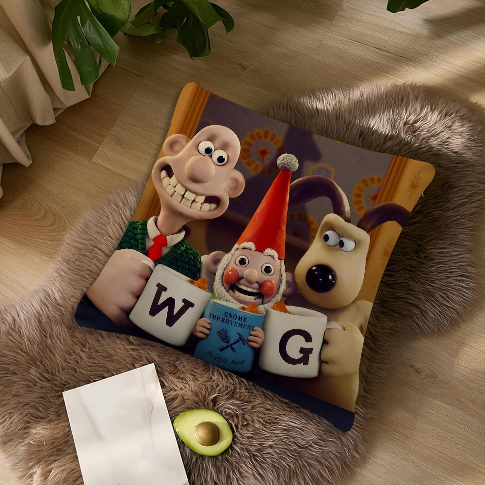 Cartoon W-Wallace-ES and G-Gromit-ES cover Living Room Headboard Office Cushion Bedroom Cushion Sofa Nap Time Pillow Case